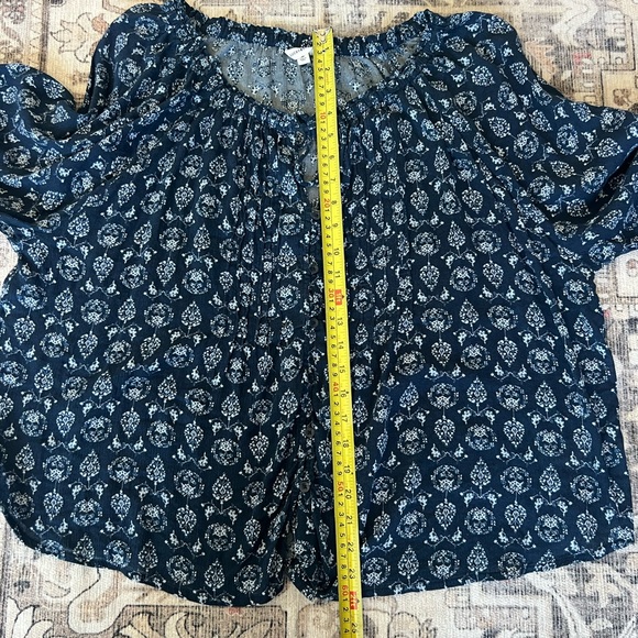 Lucky Brand Dark Blue Floral Boho Peasant Blouse Top Size XL - Picture 8 of 9